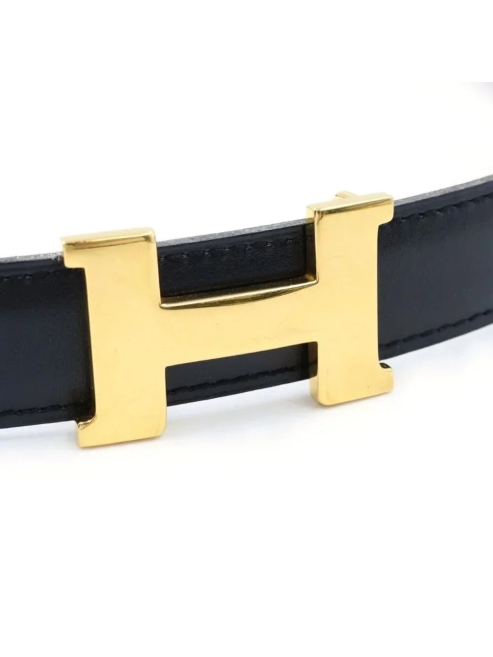 Hermes Constance Belt Box Calf Leather Gold Black